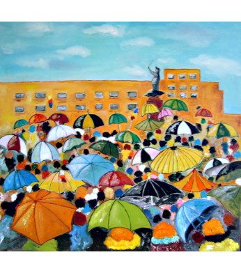 Carnaval de Dunkerque - huile - 60x60cm - Artiste Claude Woisselin