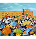 Carnaval de Dunkerque - huile - 60x60cm - Artiste Claude Woisselin