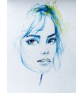 Portrait femme - aquarelle - format 21x29,7 cm - Artiste Otooto